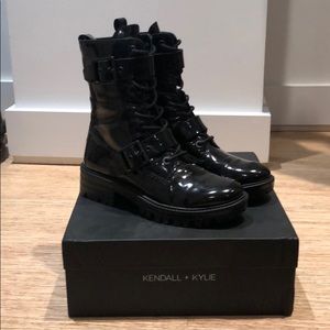 Kendall + Kylie patent leather combat boots